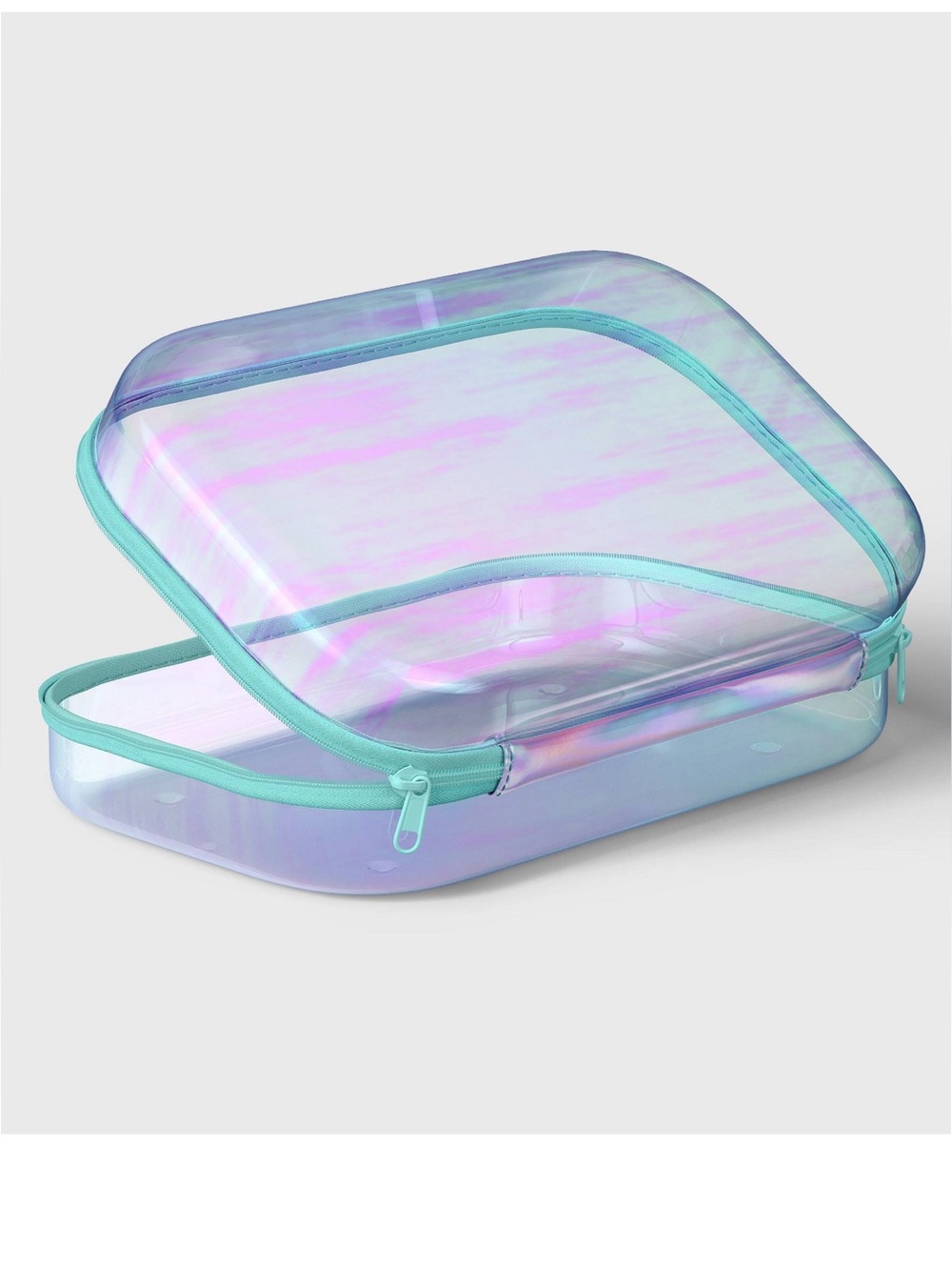 Viral Iridescent Hard Shell Organizer Case – Large Zipper Storage